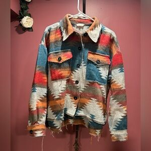 LA MIEL Vibrant Southwestern Shirt Jacket